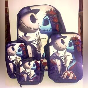 Nightmare Before Christmas Jack and Sally Full-size Backpack with 3 pouches NWOT